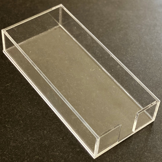 Clear Lucite Long Tray by Black Ink Designs. Dimensions 4x9.25.