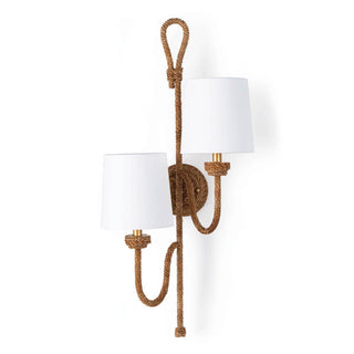 Rattan wrapped sconce with double shades 