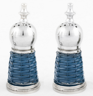 FABULOUS NEW NAVY WICKER SALT AND PEPPERS