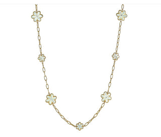 Eadie Necklace by Asha.
34" 14k gold dipped mother of pearl Eadie necklace 