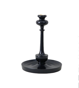 TOB - Kana Candlestick with Tray - Medium Ebony 7-1/4” D x 10” H