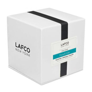 White box with faux black grosgrain ribbon, reads "Pool House French Lilac"